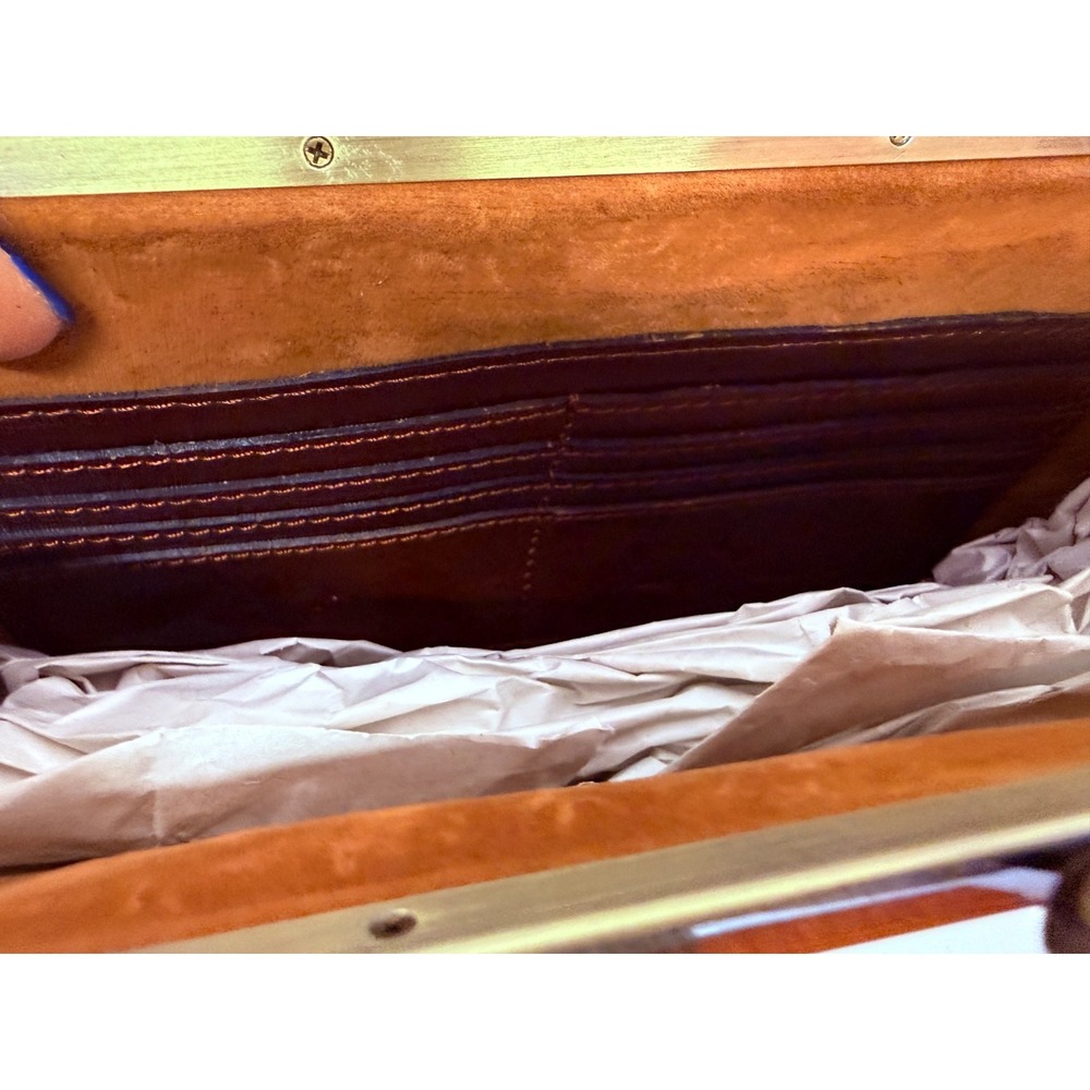 Patricia Nash Small purse Potenaz Leather Clutch BRITISH TAN CHAIN STRAP NWTS - Picture 5 of 10